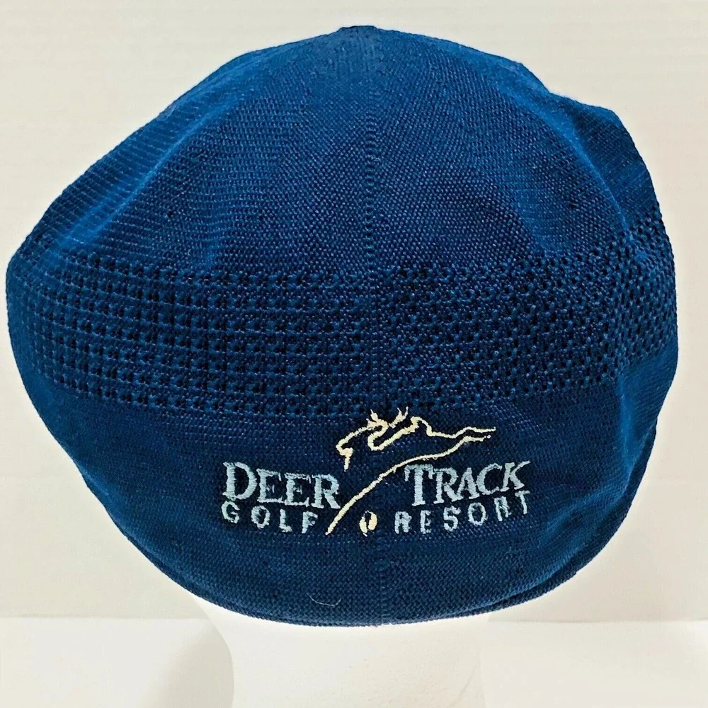 VTG Knit Deer Track Golf Resort Newsboy Cap Jockey Hat‎ Derby Cap USA Navy XL